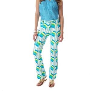 Printed Cotton Pique Trousers / Pants with Pockets